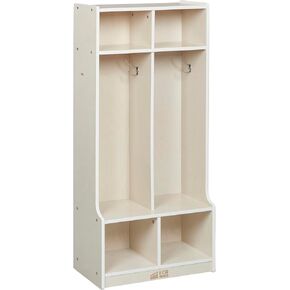 ECR4Kids 2-Section Coat Locker with Bench, Classroom Furniture, Grey Wash