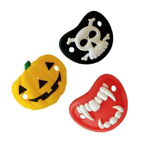 Kisangel 3pcs Funny Pacifiers Pumpkin Skeleton Vampires Fangs Shaped Pacifier Novelty Toddler Nipple Baby Pacifier Halloween Party Favors