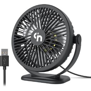 WiHoo USB Desk Fans Small Quiet Electric Plug in,3 Speeds Desktop Cooling Mini Fan with LED Night Lights,360°Rotation Small Desk Fan for Home Office Desktop Office Table 5.3 Inch (T5-06)