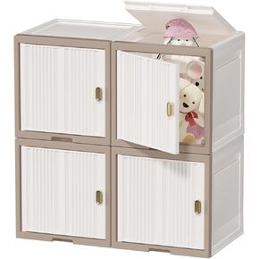 Stackable Large Toy Box Chest, Collapsible Sturdy Baby Storage Organizer Toy Chest for Boys, Girls, Kids, 12.6"x12.6"x12.6"Toy Storage Organizer Toddler Storage Bins with Lids, Toy Box for Living Room