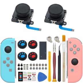 Joycon Joystick Replacement Repair Kit 2 Pack, SmaFsan for Fix Drift Nintendo Switch Joy-Con Controller for Switch Lite Joystick Parts Replacement Left/Right Analog Thumb Stick, Metal Latch