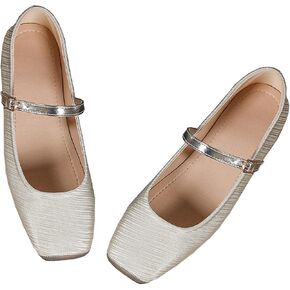 Women Ankle Strap Mary Jane Flats Shoes Square Toe Comfortable Flats Shoes