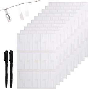 300 Pcs Minimalism Cable Label Tags, White Waterproof Hand Writable Cord Labels with Quick Drying Marker Pens, Wire Markers for Computers Switches Cable Management
