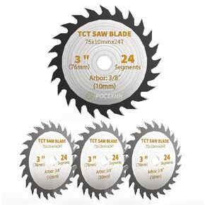3Pcs 3 Inch TCT Circular Saw Blade, 24 Teeth for Wood, Plastic, PCV, Acrylic, Plywood, with 3/8" Bushing