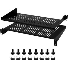 Moocci 19" 1U Server Rack Shelf 2 Pack - Universal Vented Network Rack Mount Shelf for Server Rack & Cabinet - Rackmount Shelf Rack Shelves Cantilever Tray for Small Light Device Equipment