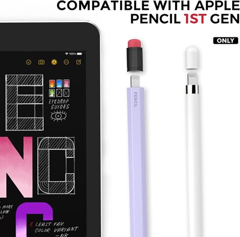 غطاء سيليكون مزدوج اللون لقلم iPad من LOVE MEI متوافق مع حافظة Apple Pencil الجيل الأول، متوافق مع الشحن المغناطيسي وغطاء حماية من السيليكون بنقرة مزدوجة (أرجواني) in Saudi Arabia