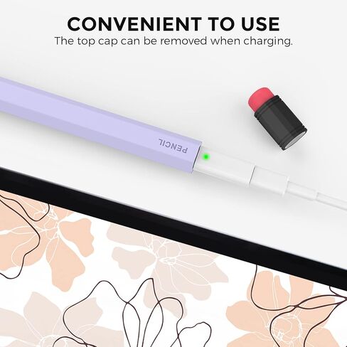 غطاء سيليكون مزدوج اللون لقلم iPad من LOVE MEI متوافق مع حافظة Apple Pencil الجيل الأول، متوافق مع الشحن المغناطيسي وغطاء حماية من السيليكون بنقرة مزدوجة (أرجواني) in Saudi Arabia