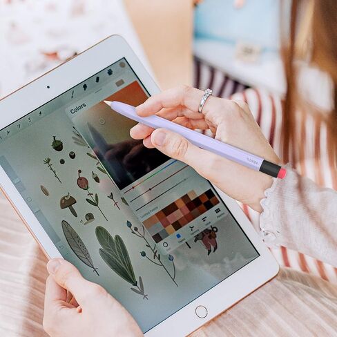 غطاء سيليكون مزدوج اللون لقلم iPad من LOVE MEI متوافق مع حافظة Apple Pencil الجيل الأول، متوافق مع الشحن المغناطيسي وغطاء حماية من السيليكون بنقرة مزدوجة (أرجواني) in Saudi Arabia