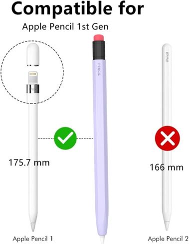 غطاء سيليكون مزدوج اللون لقلم iPad من LOVE MEI متوافق مع حافظة Apple Pencil الجيل الأول، متوافق مع الشحن المغناطيسي وغطاء حماية من السيليكون بنقرة مزدوجة (أرجواني) in Saudi Arabia