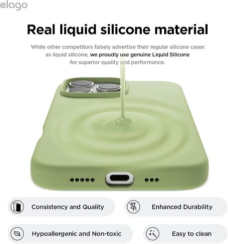 elago Compatible with iPhone 16 Pro Case, Premium Liquid Silicone Case, Full Body Protective Cover, Shockproof, Slim Phone Case, Anti-Scratch Soft Microfiber Lining, 6.3 inch (Stone) in Saudi Arabia
