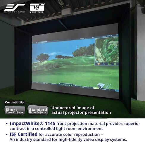 شاشات Elite GolfSim DIY، شاشة عرض تأثير مقاس 10 × 10 بوصة لشاشة محاكاة الجولف/الرياضات المتعددة مع حلقات معدنية. التعبئة المطوية، DIY10X10-IPW1145-F in Kuwait