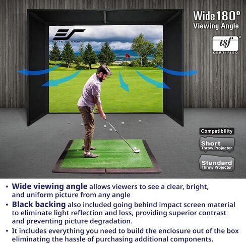 شاشات Elite GolfSim DIY، شاشة عرض تأثير مقاس 10 × 10 بوصة لشاشة محاكاة الجولف/الرياضات المتعددة مع حلقات معدنية. التعبئة المطوية، DIY10X10-IPW1145-F in Kuwait