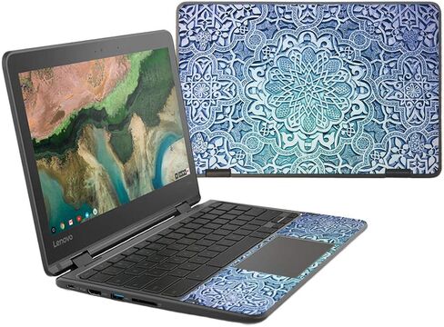 MightySkins Skin Compatible With Lenovo 300e Chromebook 11.6" (2018) - Turquoise Tribal | Protective, Durable, and Unique Vinyl wrap cover | Easy To Apply, Remove, and Change Styles | Made in the USA in Saudi Arabia