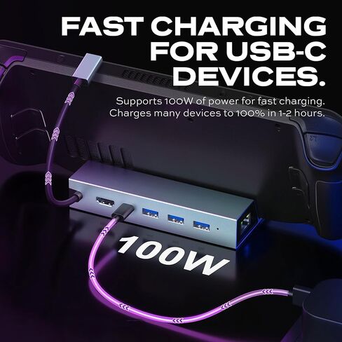 Statik UltraHub 6 في 1 USB C Docking Station Hub، قاعدة شحن بخار 100 واط للكمبيوتر، MacBook، الكمبيوتر المحمول والشاشات المتعددة، قاعدة USBC عالمية مع منفذي HDMI، USB-C، 3 منافذ USB 3.0 وطاقة 60 هرتز in Kuwait