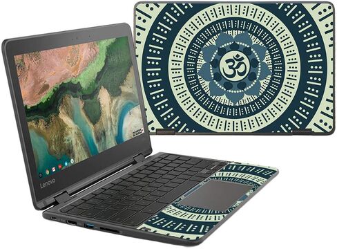 MightySkins Skin Compatible With Lenovo 300e Chromebook 11.6" (2018) - Turquoise Tribal | Protective, Durable, and Unique Vinyl wrap cover | Easy To Apply, Remove, and Change Styles | Made in the USA in Saudi Arabia