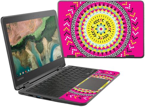 MightySkins Skin Compatible With Lenovo 300e Chromebook 11.6" (2018) - Turquoise Tribal | Protective, Durable, and Unique Vinyl wrap cover | Easy To Apply, Remove, and Change Styles | Made in the USA in Saudi Arabia