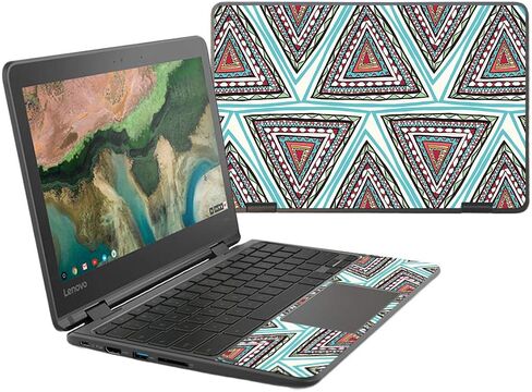 MightySkins Skin Compatible With Lenovo 300e Chromebook 11.6" (2018) - Turquoise Tribal | Protective, Durable, and Unique Vinyl wrap cover | Easy To Apply, Remove, and Change Styles | Made in the USA in Saudi Arabia