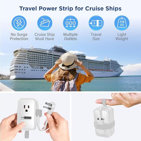 Travel Charger for Multiple Devices Flat Plug Power Strip 3ft Travel Adapter Extension Cord,3AC Outlets + 2 USB + 1 Fast Charging USB-C,No Surge Cruise Approved Power Strip,Portable Travel Power Strip in Saudi Arabia