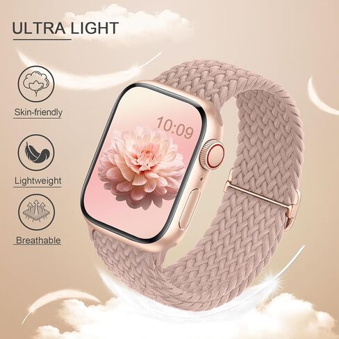 6 عبوات من الأربطة الحلقية المنفردة المضفرة المتوافقة مع سوار ساعة Apple 38 40 مم 41 مم 42 مم 44 مم 45 مم 46 مم 49 مم للنساء والرجال، أشرطة نايلون مرنة قابلة للتعديل لسلسلة iWatch 10 SE 9 8 7 6 5 4 3 Ultra in Kuwait