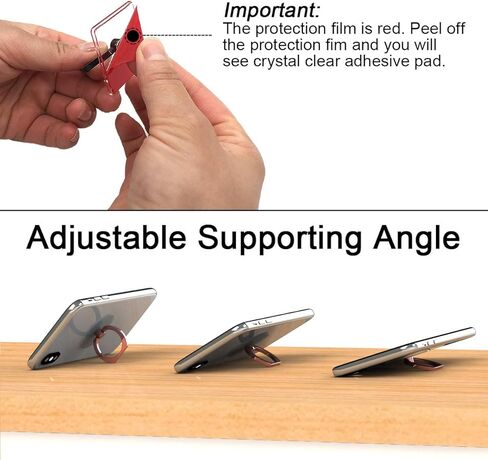 Transparent Phone Ring Holder Grip Tomorotec 360 Degree Free Rotation, Clear Cell Phone Finger Ring Kick-Stand Compatible with iPhone 14 13 12 X Plus, Galaxy S23 S22 Edge (Black) in Kuwait