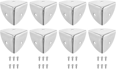 uxcell 8 Pcs Decorative Box Corner Cover, 23mm Metal Edge Guard, Furniture Corner Edges Protector with Screws, Silver in Saudi Arabia