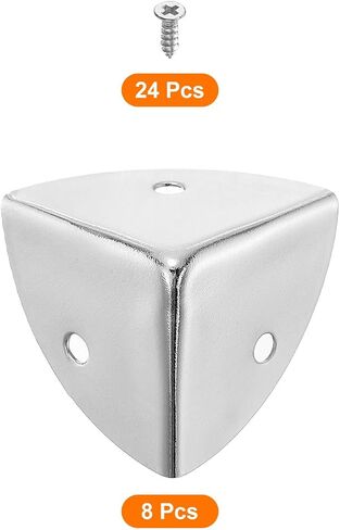 uxcell 8 Pcs Decorative Box Corner Cover, 23mm Metal Edge Guard, Furniture Corner Edges Protector with Screws, Silver in Saudi Arabia