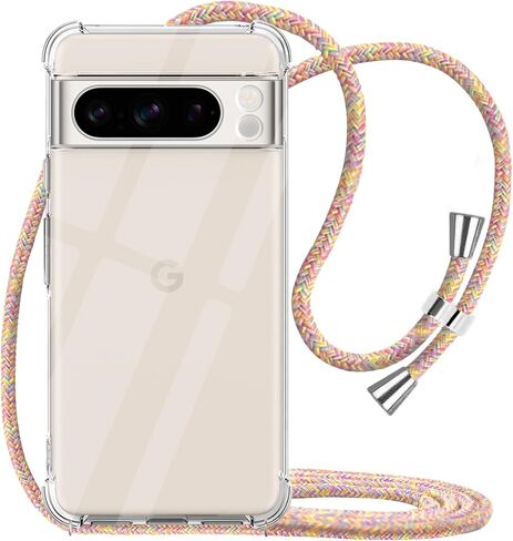 YESPURE Crossbody Case for iPhone 12 Mini 5.4 inch,Phone Case for iPhone 12 Mini, Clear TPU Soft Case for iPhone 12 Mini Holder with Neck Cord Lanyard Strap-Clear - Rainbow Yellow in Saudi Arabia