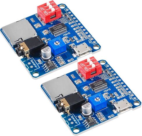 2pcs Voice Playback Module Board MP3 Player Music Voice Module Board, 5W 64MBit Flash Serial Control SD/TF Card IO Trigger UART Serial Adapter Control Playback Module DY-SV5W in Saudi Arabia