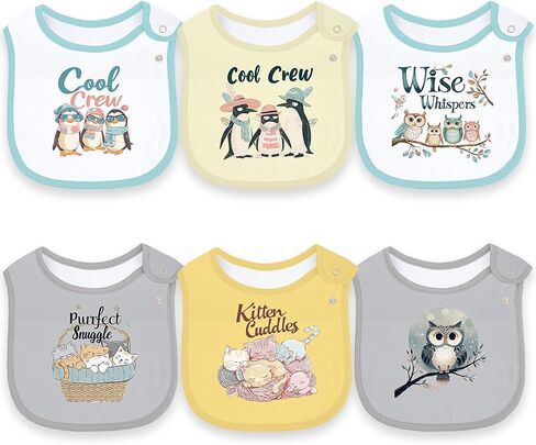 Baby Bibs for Boys and Girls, Waterproof Cotton 6 Pack, Drool and Mealtime in Saudi Arabia