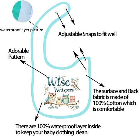 Baby Bibs for Boys and Girls, Waterproof Cotton 6 Pack, Drool and Mealtime in Saudi Arabia