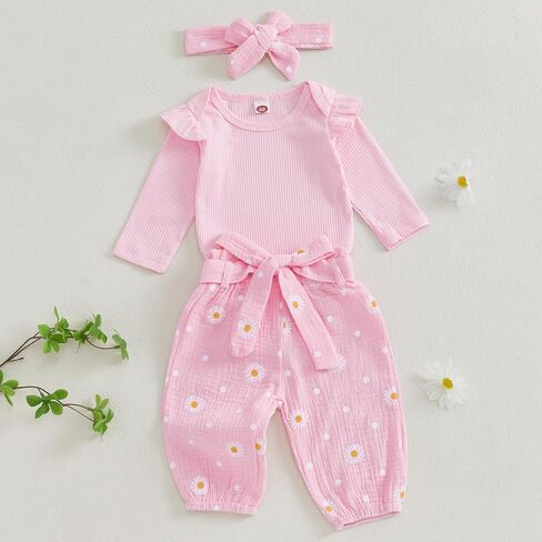 ملابس Kaipiclos للأطفال الرضع البنات 0 3 6 12 18 24 شهرًا رومبير منسوج مضلع ديزي طباعة سروال عقال ملابس أطفال للفتيات in Kuwait