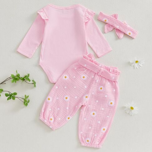 ملابس Kaipiclos للأطفال الرضع البنات 0 3 6 12 18 24 شهرًا رومبير منسوج مضلع ديزي طباعة سروال عقال ملابس أطفال للفتيات in Kuwait