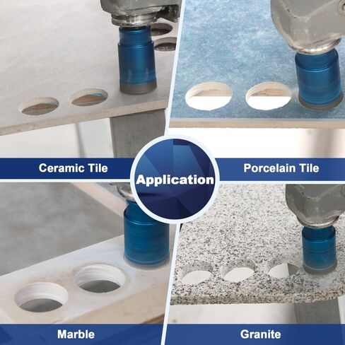 Diamond Core Drill Bit Set - BRSCHNITTTile Hole Saw Kit 1/4"5/16"3/8"4/5" 1-3/8"2" 3" 4 1/2"& 4/5"Finger Bit&2"Chamfer Bit for Porcelain Tile Ceramic Marble Granite&Diamond Blade in Saudi Arabia