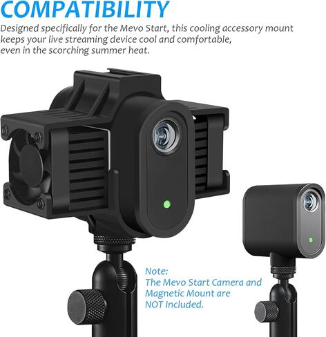 حامل ملحق مبرد لـ Mevo Start - مراوح مزدوجة و3 إعدادات للسرعة - حافظ على برودة الكاميرا في الطقس الحار - المبرد فقط، الكاميرا والحامل المغناطيسي غير متضمنين in Kuwait