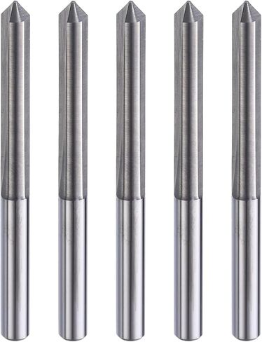 HARFINGTON 5pcs CNC V Bit 90 Degree 1/8" Shank 0.1mm Tip Engraving V Bits Carbide Chamfer End Mill with 2 Straight Flutes CNC Wood Carving Bit Tool for Wood Plywood Acrylic MDF Lettering in Saudi Arabia