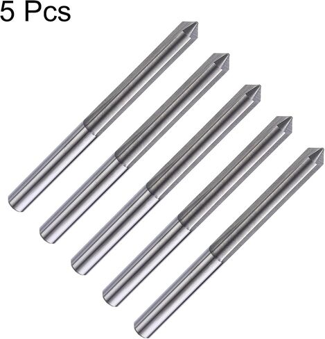HARFINGTON 5pcs CNC V Bit 90 Degree 1/8" Shank 0.1mm Tip Engraving V Bits Carbide Chamfer End Mill with 2 Straight Flutes CNC Wood Carving Bit Tool for Wood Plywood Acrylic MDF Lettering in Saudi Arabia