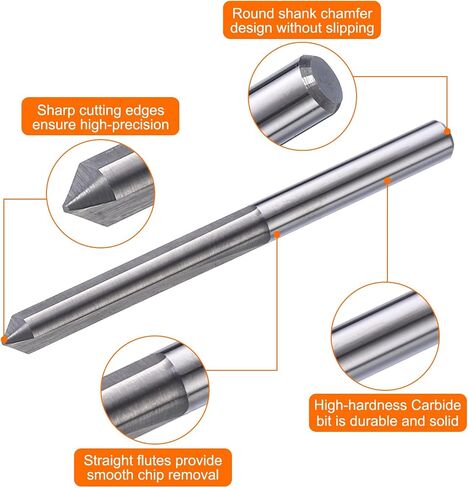 HARFINGTON 5pcs CNC V Bit 90 Degree 1/8" Shank 0.1mm Tip Engraving V Bits Carbide Chamfer End Mill with 2 Straight Flutes CNC Wood Carving Bit Tool for Wood Plywood Acrylic MDF Lettering in Saudi Arabia