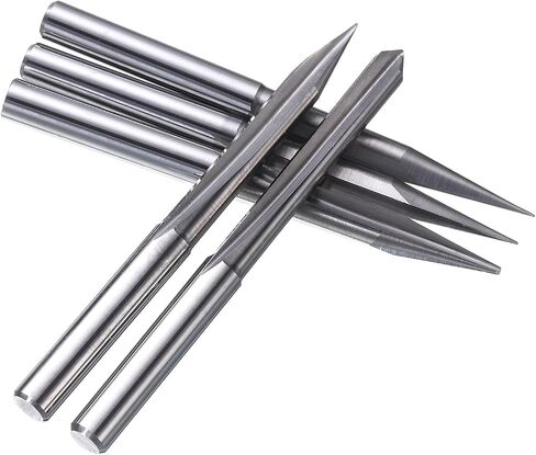 HARFINGTON 5pcs CNC V Bit 90 Degree 1/8" Shank 0.1mm Tip Engraving V Bits Carbide Chamfer End Mill with 2 Straight Flutes CNC Wood Carving Bit Tool for Wood Plywood Acrylic MDF Lettering in Saudi Arabia