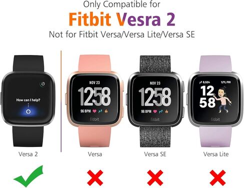 Tobfit 2 Pack لـ Fitbit Versa 2 حافظة حماية للشاشة، غطاء حماية كامل حساس باللمس من مادة TPU مطلية ناعمة لملحقات الساعة الذكية Fitbit Versa 2، أسود + أسود in Kuwait