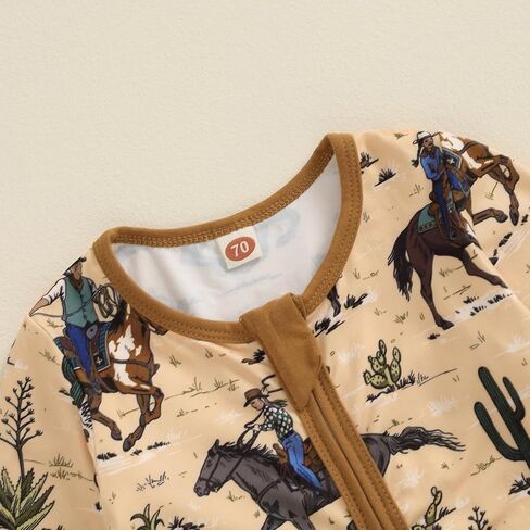 ملابس الخريف للأطفال الرضع من الأولاد والبنات كاوبوي غربية بأكمام طويلة، بدلة رومبير بسحاب، بدلة قطعة واحدة لحديثي الولادة in Kuwait