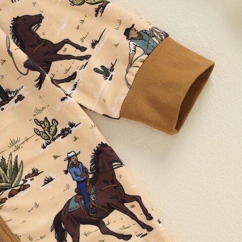 ملابس الخريف للأطفال الرضع من الأولاد والبنات كاوبوي غربية بأكمام طويلة، بدلة رومبير بسحاب، بدلة قطعة واحدة لحديثي الولادة in Kuwait