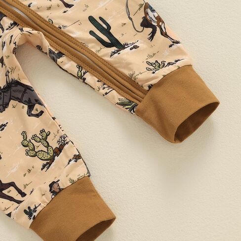 ملابس الخريف للأطفال الرضع من الأولاد والبنات كاوبوي غربية بأكمام طويلة، بدلة رومبير بسحاب، بدلة قطعة واحدة لحديثي الولادة in Kuwait