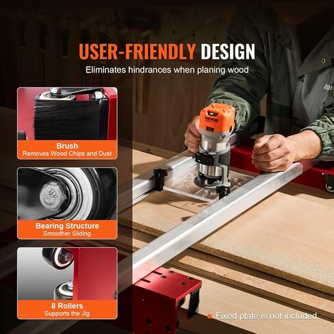 VEVOR Router Sled، 60 بوصة، محمولة وسهلة لضبط رقصة تسطيح البلاطة، مزلجة توجيه النجارة DIY لألواح التسطيح، دليل لوح تهزهز آلة تخطيط التشذيب لتسطيح الخشب المنزلي DIY (بدون لوحة) in Saudi Arabia