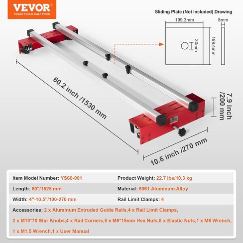 VEVOR Router Sled، 60 بوصة، محمولة وسهلة لضبط رقصة تسطيح البلاطة، مزلجة توجيه النجارة DIY لألواح التسطيح، دليل لوح تهزهز آلة تخطيط التشذيب لتسطيح الخشب المنزلي DIY (بدون لوحة) in Saudi Arabia