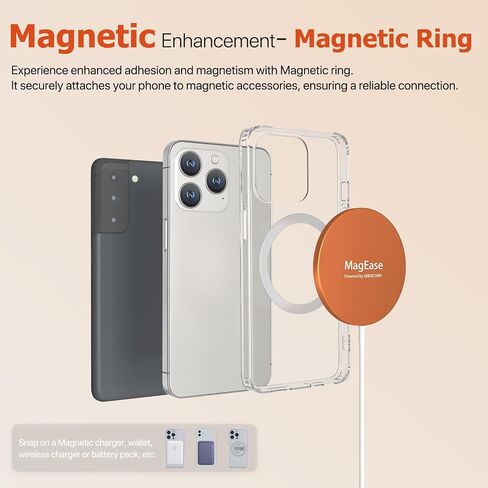 Magnetic Wireless Charger,MagEase 15W Wireless Charger mag~Safe Compatible with iPhone 16/15/14/13/12, AirPods 3/2/Pro/Pro2 and Samsung S24 Ultra, 5 Ft Cord, USB-C/A Plugs & mag~Safe Ring,Starry Grey in Saudi Arabia