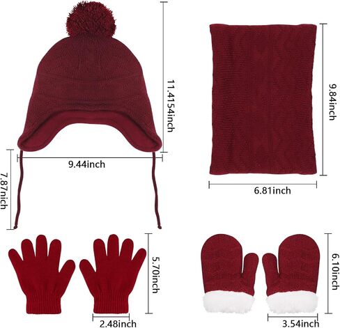 Hicdaw 6PCS Hats and Gloves for Toddlers Hat Gloves Set Baby Winter Hat Scarf Gloves Set Gift for Kid in Saudi Arabia
