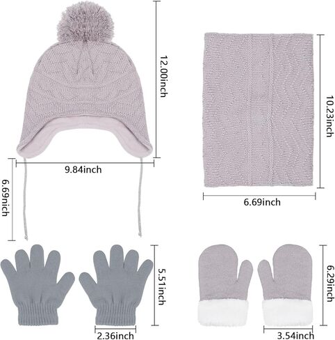 Hicdaw 6PCS Hats and Gloves for Toddlers Hat Gloves Set Baby Winter Hat Scarf Gloves Set Gift for Kid in Saudi Arabia