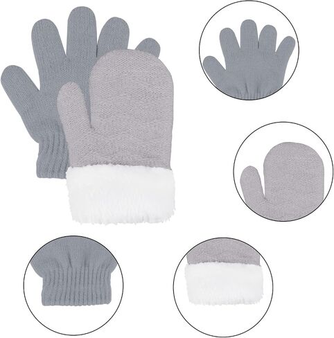 Hicdaw 6PCS Hats and Gloves for Toddlers Hat Gloves Set Baby Winter Hat Scarf Gloves Set Gift for Kid in Saudi Arabia