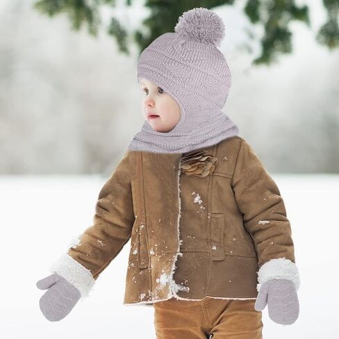 Hicdaw 6PCS Hats and Gloves for Toddlers Hat Gloves Set Baby Winter Hat Scarf Gloves Set Gift for Kid in Saudi Arabia