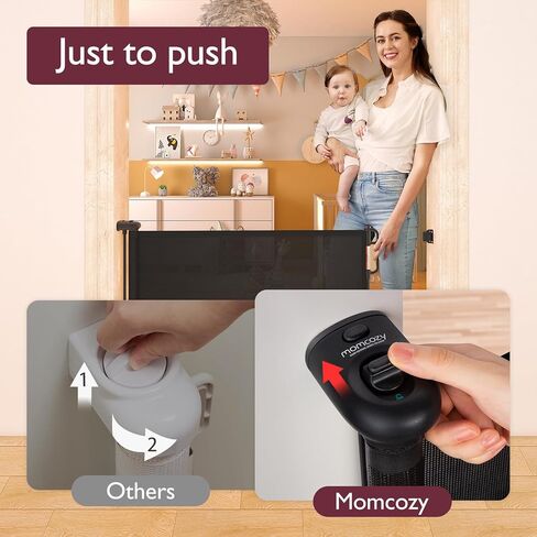 بوابة أطفال قابلة للسحب، بوابات أطفال شبكية واسعة للغاية من Momcozy للسلالم، بطول 41 بوصة، تمتد إلى 71 بوصة، سوداء، بوابة للكلاب الأليفة للمداخل والسلالم والممرات، داخلي/خارجي in Kuwait